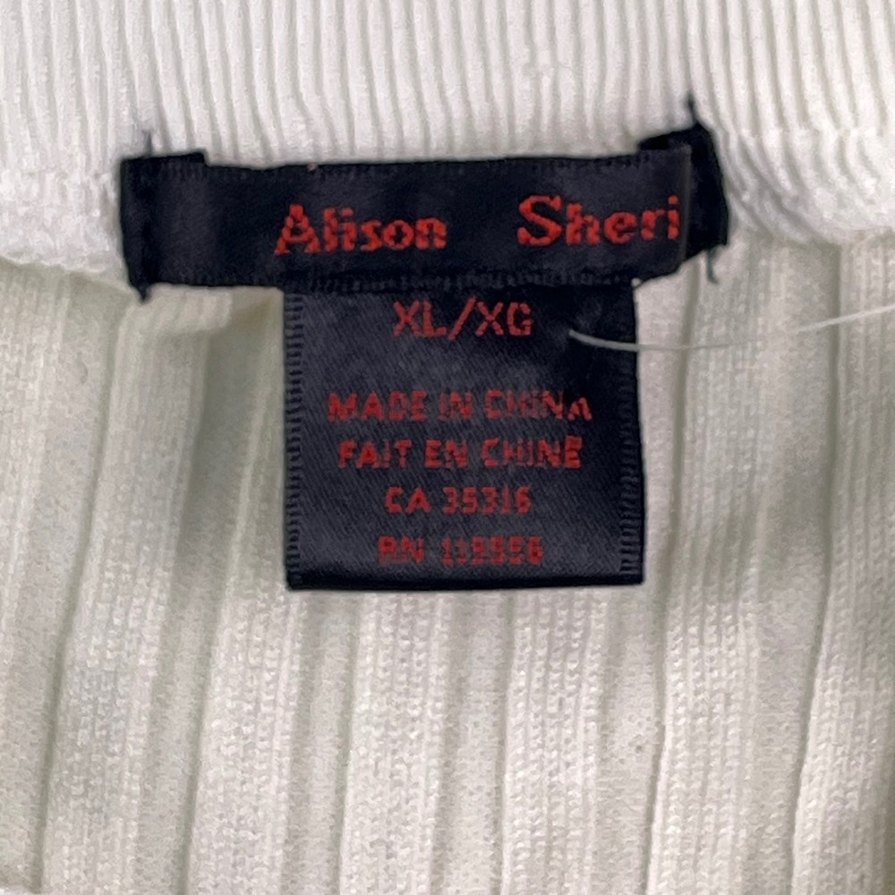 Alison Sheri Cream Ribbed Knit Ruffle Cardigan Sweater Women's XL Elegant‎ - Picture 4 of 10